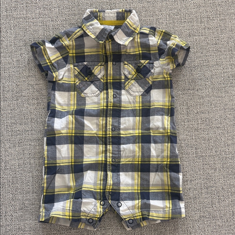 Carter's Yellow and Blue Plaid Romper